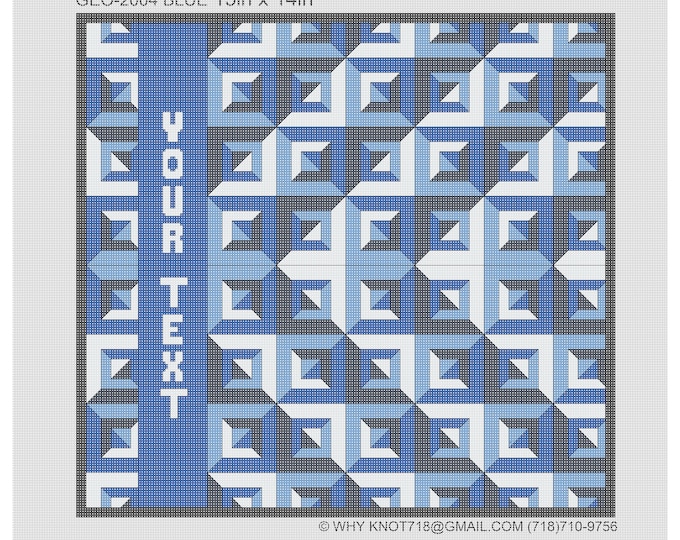 Needlepoint Handpainted Geometric Canvas: Tefillin, Tallit Bag Set (GEO-2004 blue)