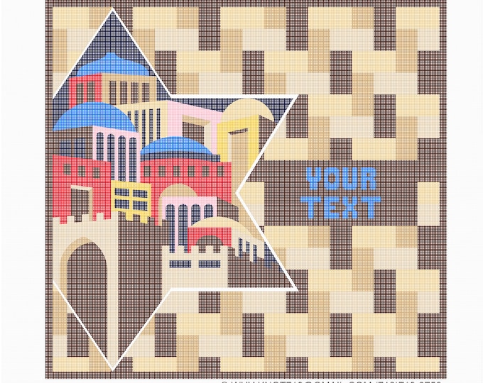 Handpainted Needlepoint Judaica Canvas: Tefillin, Tallit Bag (JUD-1013 Multi)