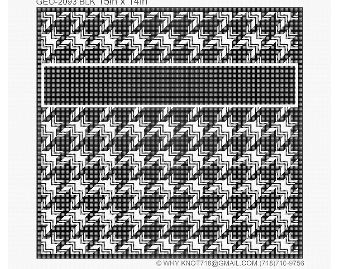 Needlepoint Hand painted Geometric Houndstooth Canvas: Tefillin, Tallit Bag Set, Pillow  (GEO-2093 Black)