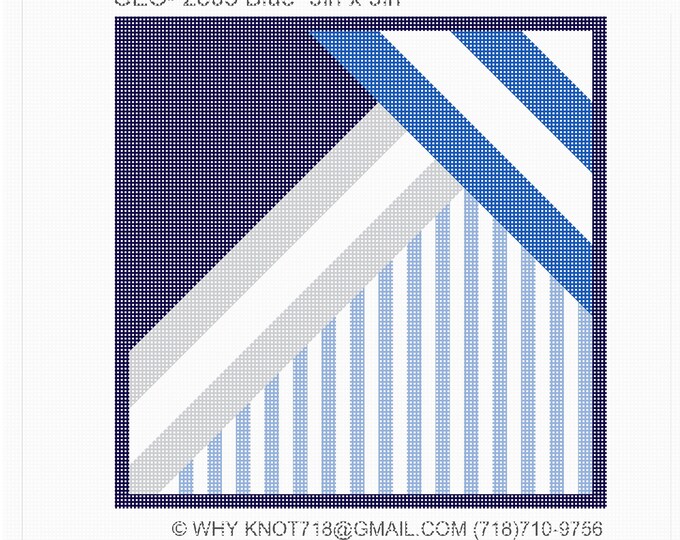 Needlepoint Handpainted Geometric Canvas: Tefillin, Tallit Bag Set (GEO-2805 Navy)