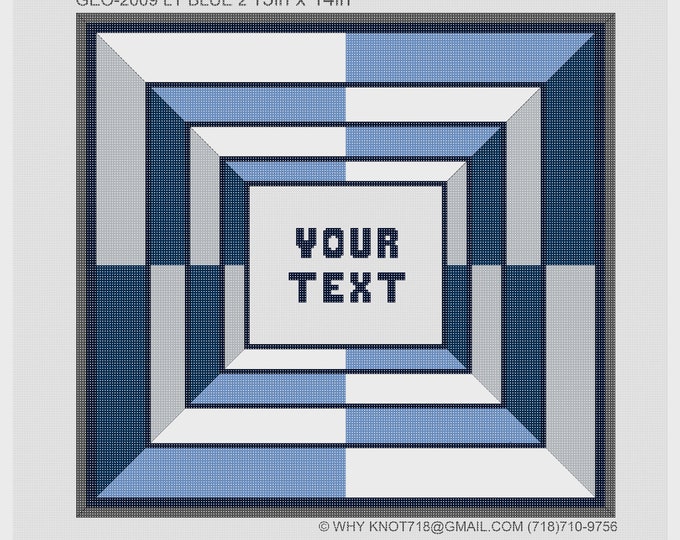 Needlepoint Handpainted Geometric Canvas: Tefillin, Tallit Bag Set (GEO-2009 LT Blue-2)