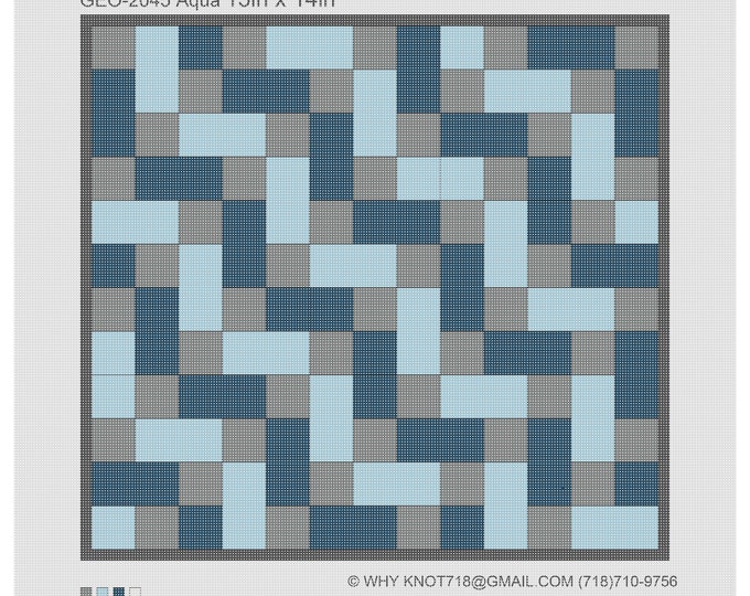Needlepoint Handpainted Geometric Canvas: Tefillin, Tallit Bag Set (GEO-2045 Aqua)