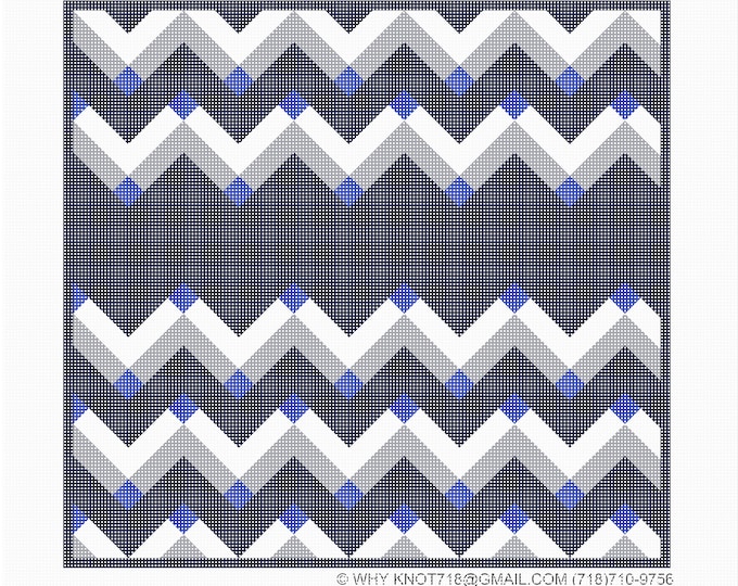 Needlepoint Handpainted Geometric Canvas: Tefillin, Tallit Bag Set (GEO-2570  Navy )