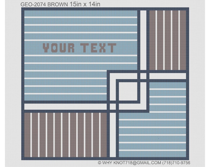 Needlepoint Handpainted Geometric Canvas: Tefillin, Tallit & Challah Cover  (GEO-2074  Brown)