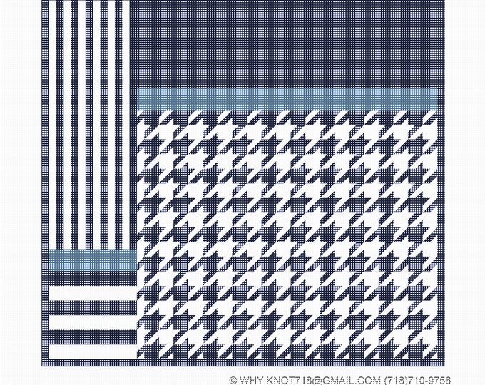 Needlepoint Hand painted Geometric Houndstooth  Canvas: Tefillin, Tallit Bag Set, Pillow  (GEO-2804 Blue)