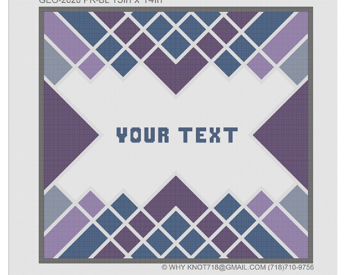 Needlepoint Handpainted Geometric Canvas: Tefillin, Tallit Bag Set (GEO-2020 Purple Silver)