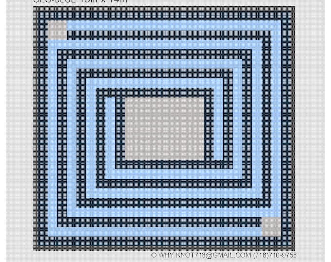 Needlepoint Handpainted Geometric Canvas: Tefillin, Tallit Bag Set (GEO-2040 Blue)