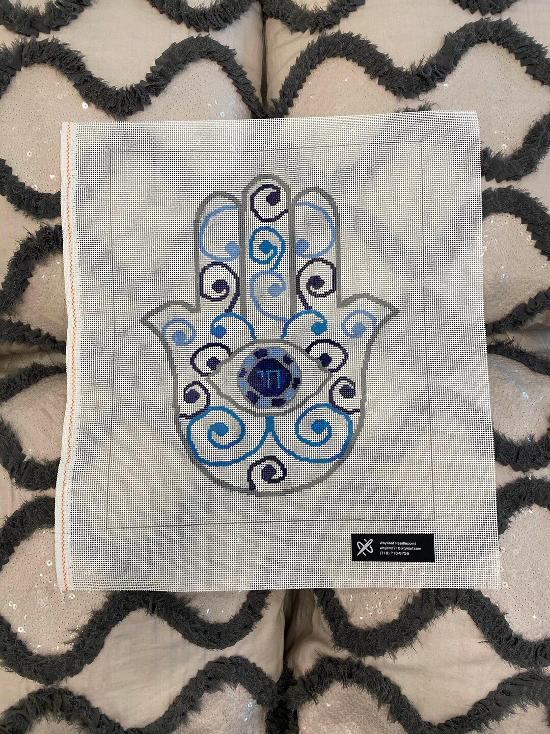 Needlepoint Handpainted Geometric Canvas Hamsa Hamsa002 Etsy France