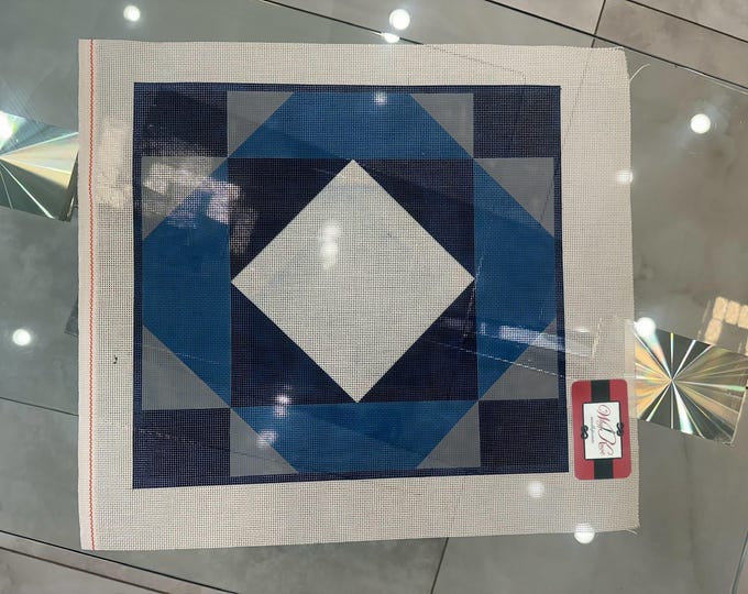 Needlepoint Handpainted Geometric Canvas: Tefillin, Tallit & Challah Cover  (GEO-2520