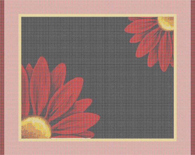 Needlepoint Handpainted Flower Canvas: Challah Cover,  (FL-003 red Challah Cover)