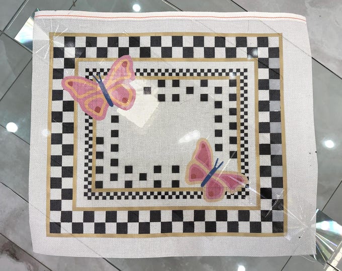 Butterfly Needlepoint Canvas: Handpainted Challah Cover, 13-Count