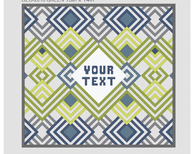 Needlepoint Handpainted Geometric Canvas: Tefillin, Tallit Bag Set (GEO-2010 Green)