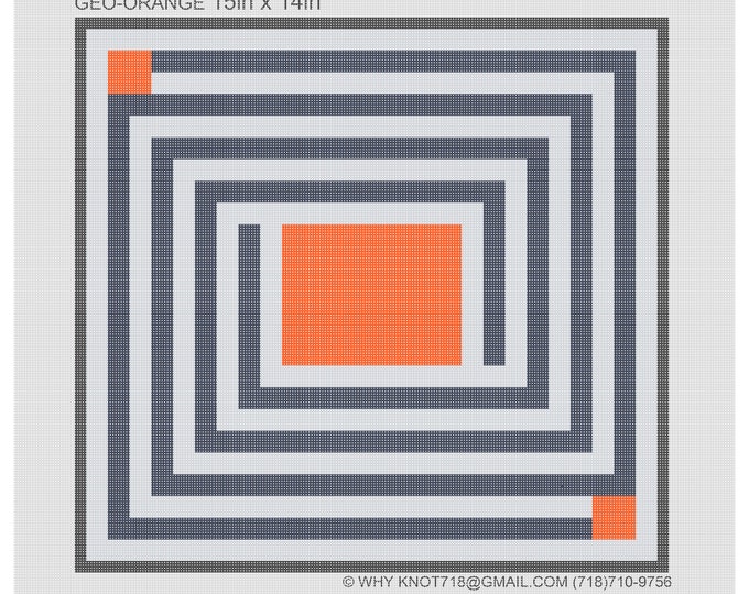Needlepoint Handpainted Geometric Canvas: Tefillin, Tallit Bag Set (GEO-2040 Orange)