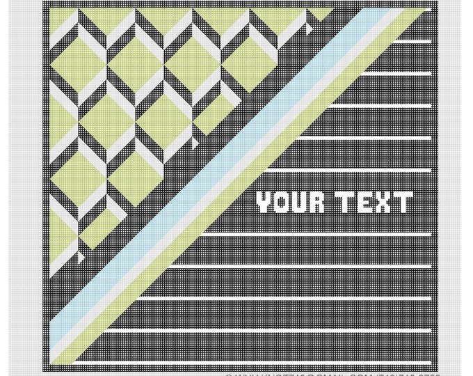 Needlepoint Handpainted Geometric Canvas: Tefillin, Tallit Bag Set (GEO-2118 Green)