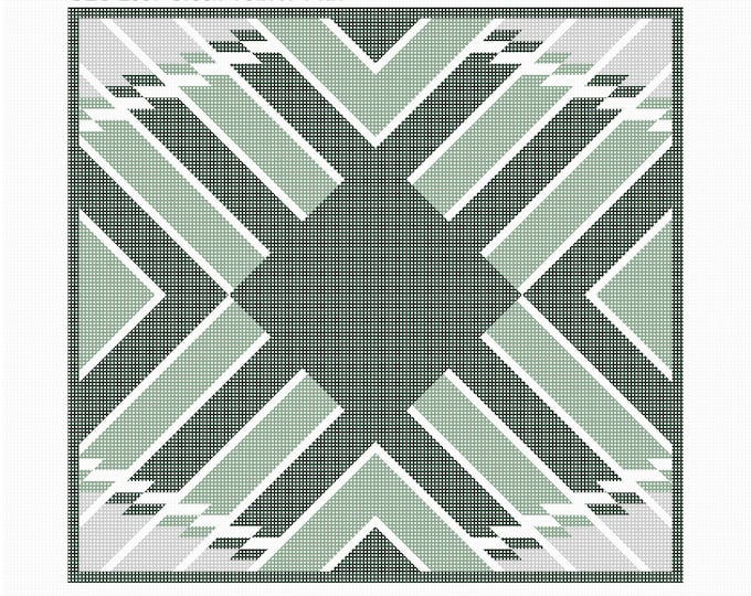 Needlepoint Handpainted Geometric Canvas: Tefillin, Tallit Bag Set (GEO-2557  Green )