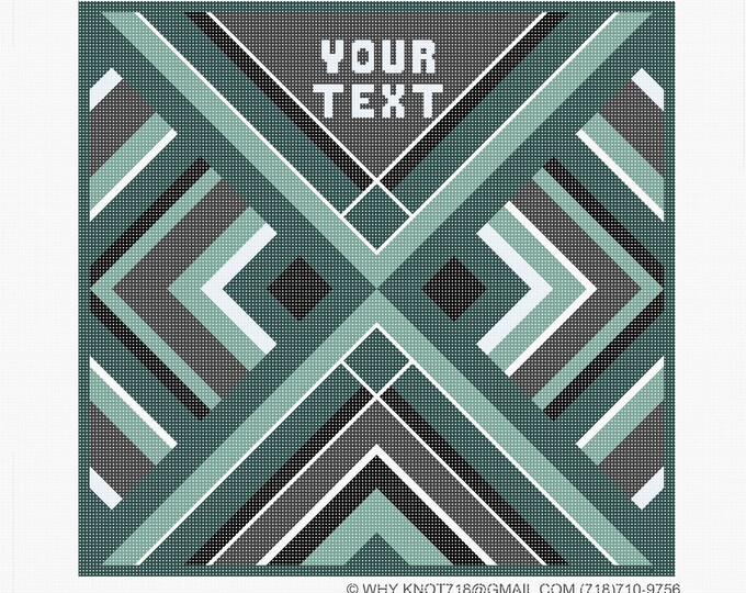 Needlepoint Hand painted Geometric Houndstooth Canvas: Tefillin, Tallit Bag Set, Pillow  (GEO-2095 Green)