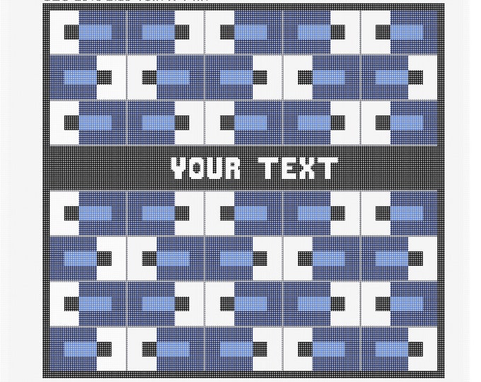 Needlepoint Handpainted Geometric Canvas: Tefillin, Tallit Bag Set (GEO-2019 Blue)