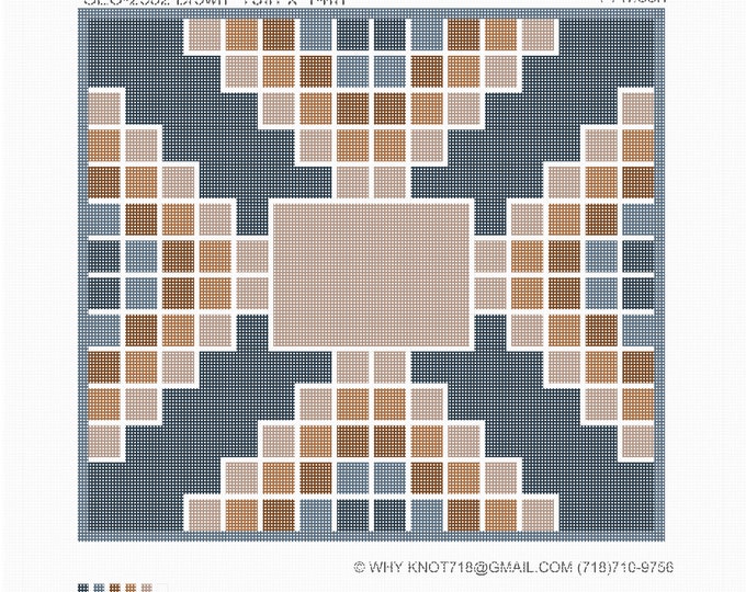 Needlepoint Handpainted Geometric Canvas: Tefillin, Tallit Bag Set (GEO-2582  Brown )