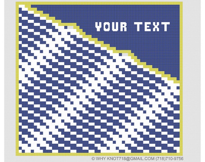 Needlepoint Handpainted Geometric Canvas: Tefillin, Tallit, Challah Cover  (GEO-2072  Blue)