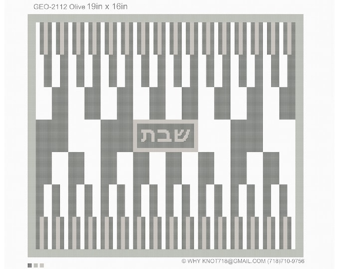 Needlepoint Handpainted Geometric Canvas: Challah Cover,  (GEO-2112 Olive Challah Cover)