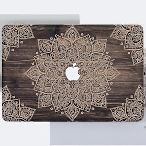 Wood Mandala Macbook Pro 15 2019 Laptop Case Macbook Air 13 Hard Case Brown Wood Pro Retina Cover Air 11 Case Bohemian Macbook Pro 15 DE0002