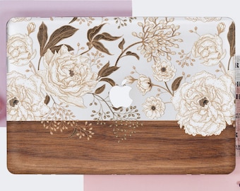 Flores lindas Macbook Air 13 2018 Funda Macbook Sleeve Pro 15 Macbook Funda de madera Floral Macbook 12 Funda para computadora portátil Macbook Air 11 DE0154