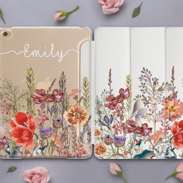 Wildflowers iPad Pro 11.4 Case Personalized iPad Mini 5 Floral Pro 9.7 iPad Smart Cover Custom Design iPad 6 Clear iPad Air 3 2019 DE0241