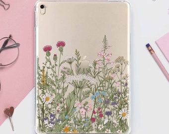 Wildflowers iPad Mini 5 Case 2 iPad Air 3 2019 Case iPad Pro 12.9 Clear Case iPad 9.7 2018 Case Floral iPad 6 Case Flowers iPad 11.4 DE0202