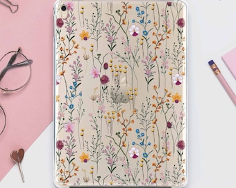 Wild Flowers iPad 10.2 2019 Cover iPad Mini 2019 Case Floral iPad Air 2019 Case iPad Pro 10.9 Smart Cover Tablet Transparent Flowers DE0201