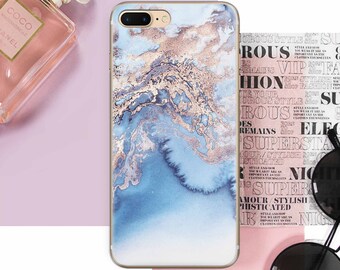 Blue Marble iPhone Case: Gold Accent Hard Cover