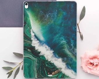 Green Wave iPad 12.9 2018 Case Mini 5 Case Ocean Print iPad 9.7 Cover iPad Air 2 Case Marble Pro Art Marble iPad 11 Case iPad 9.7 Art DE0205