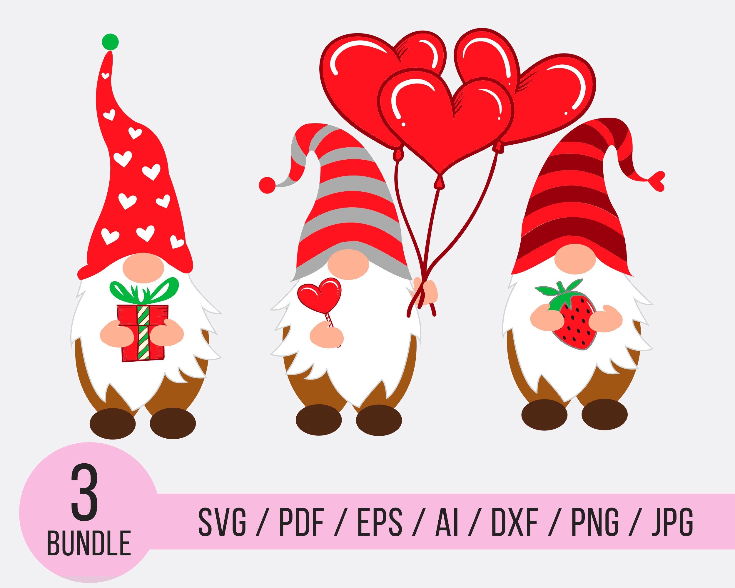 Valentine Gnomes With Heart Svg Eps Png Jpg Dxf Gnomes - Etsy UK
