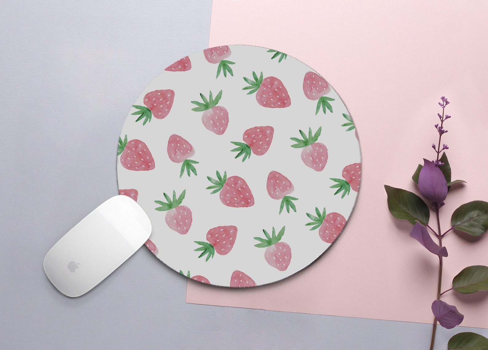 Strawberries Mouse Pads Round Mouse Pad Computer Mouse Pads Etsy
