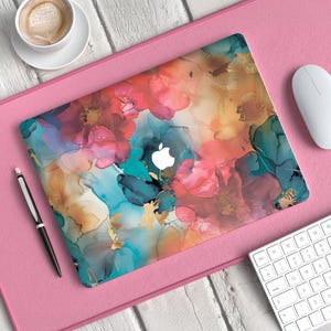 Custom MacBook Air Case, Protective Alcoholic Ink MacBook Pro 14 or 16 Cover, Personalized MacBook Air M2 Case, Gift for Mom or Sister KK124