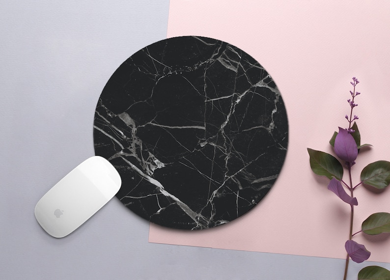 Black Marble MousePad Marble Mouse Pad Stone Mouse Mat Rubber MousePad Office Desk Accessories Pad Round Mat Rectangular Gift For Dad DE0220