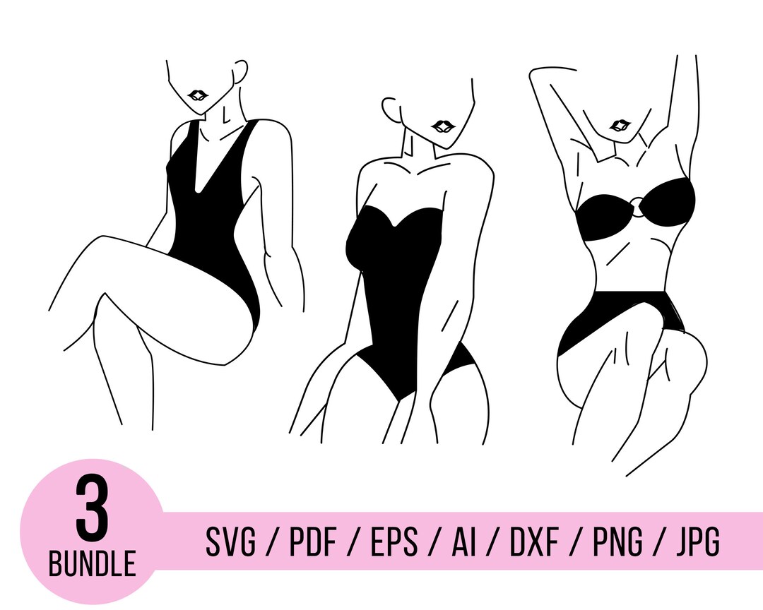 Swimsuits Types Black Vector Set Logo Svg Girl SVG Zip Cut File Vector