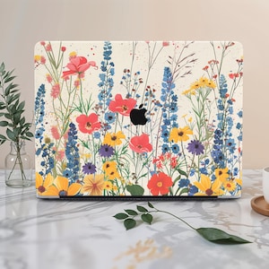 Wildflowers Protective MacBook Pro 13 Case, Personalized MacBook Air M2 Case, Perfect Gift for Girlfriend, Floral MacBook Air 13 Case KK120