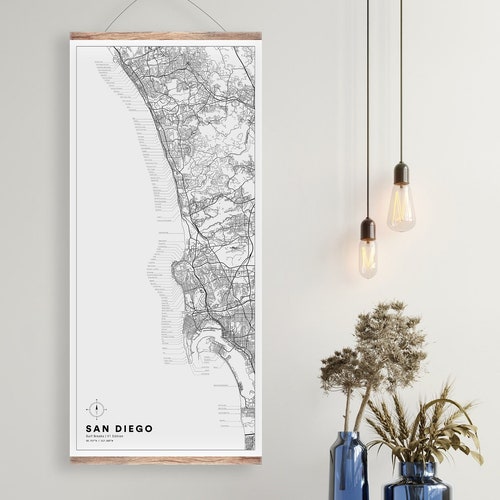 San Diego Surf Map Etsy