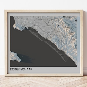 Orange County Shaded Relief Surf Map