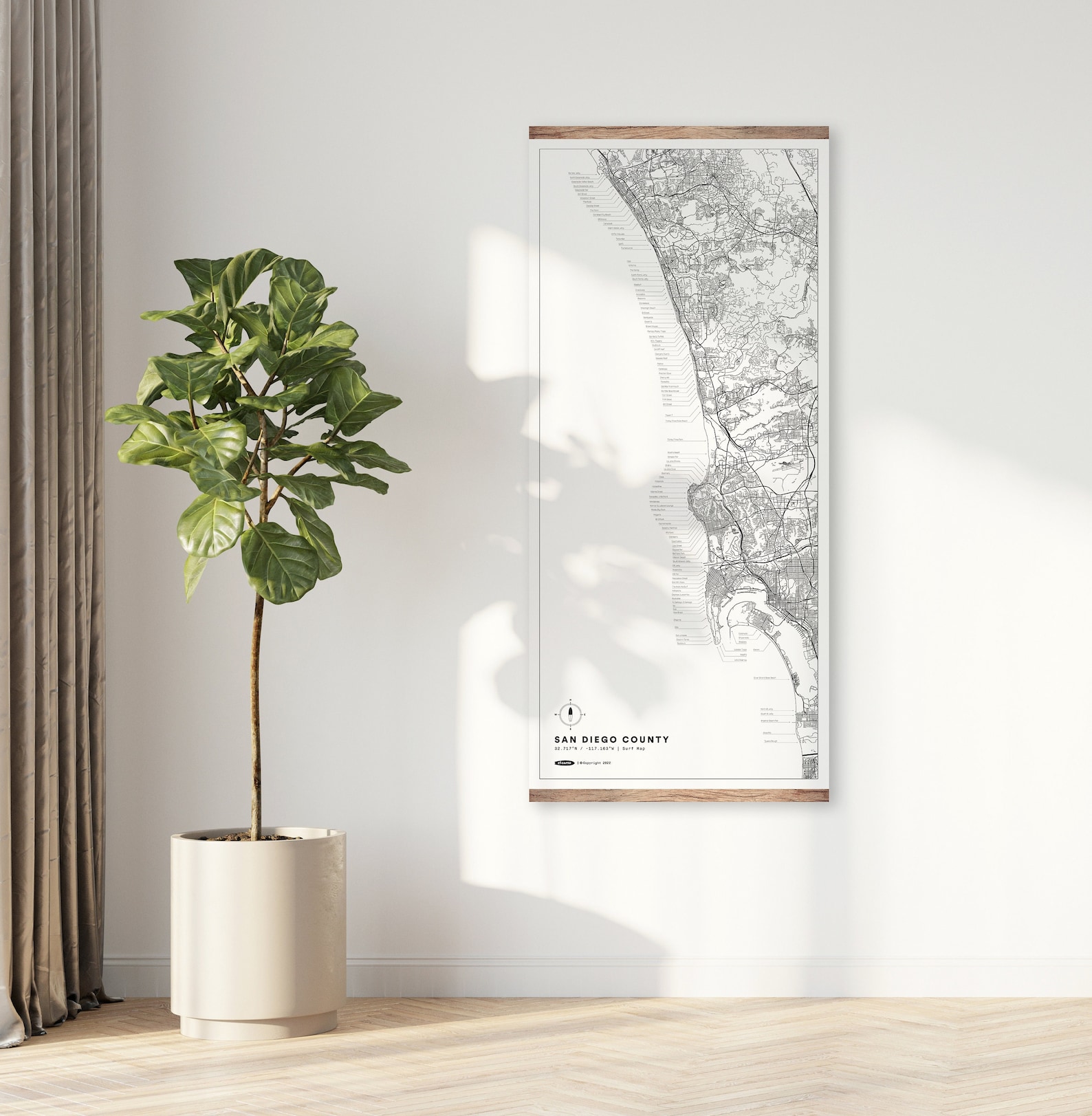 San Diego Surf Map Etsy