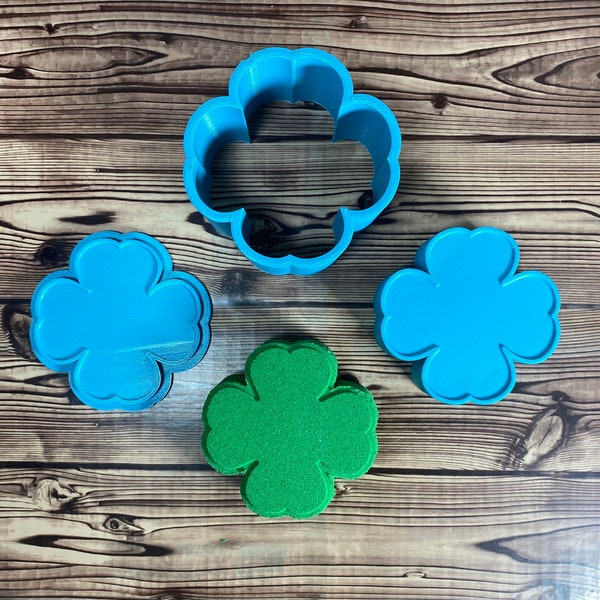 Shamrock Outline Bath Bomb Mold Press 2.5" 3" 3.5" 4" 5" three piece mould saint patricks day st four leaf clover holiday molds 3D printed