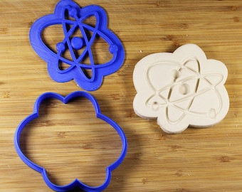 STEM Science Atom Molecule Custom 3D Printed Cookie Cutter Stamp fondant doh salt dough dishwasher safe birthday party favor scientist mad