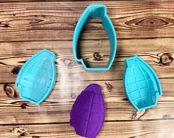 3D Grenade Bath Bomb Mold Press 3" 4" 5.5" three piece mould danger military molds unique supplies custom plastic