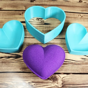 3D Rounded Heart Bath Bomb Mold Press 2" 2.5" 3" 3.5" 4" 5.5" three piece mould valentines shape molds 3D printed