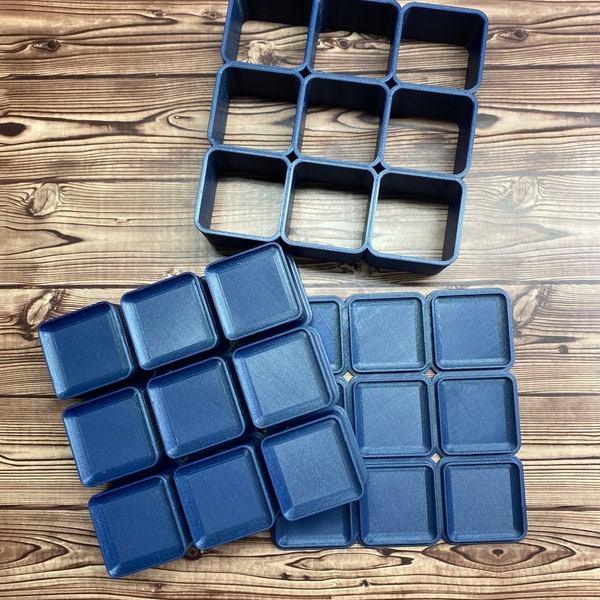 Standard Custom Count Rounded Square Bath Bomb Mold Press 1" 1.25" 1.5" three piece tray mould plastic small