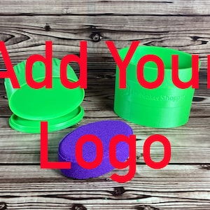 May include: Two green plastic containers with lids and a purple sponge. The text "Add Your Logo" is superimposed on the image.