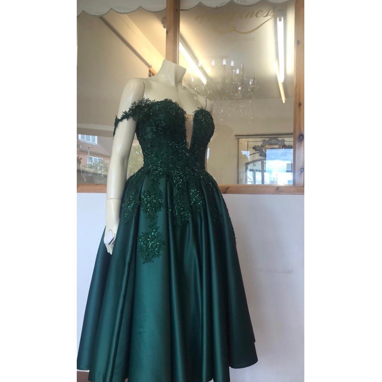 emerald green couture gown