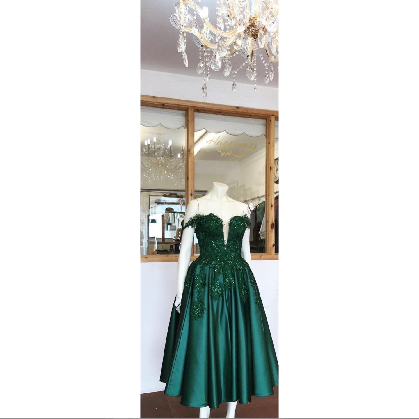 emerald green couture gown