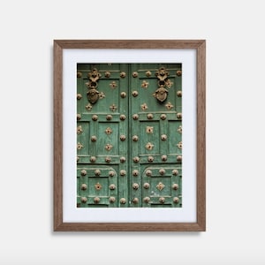 An Old Rustic Green Door in Peru (colored textures) - Print, Frame