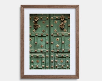 An Old Rustic Green Door in Peru (colored textures) - Print, Frame